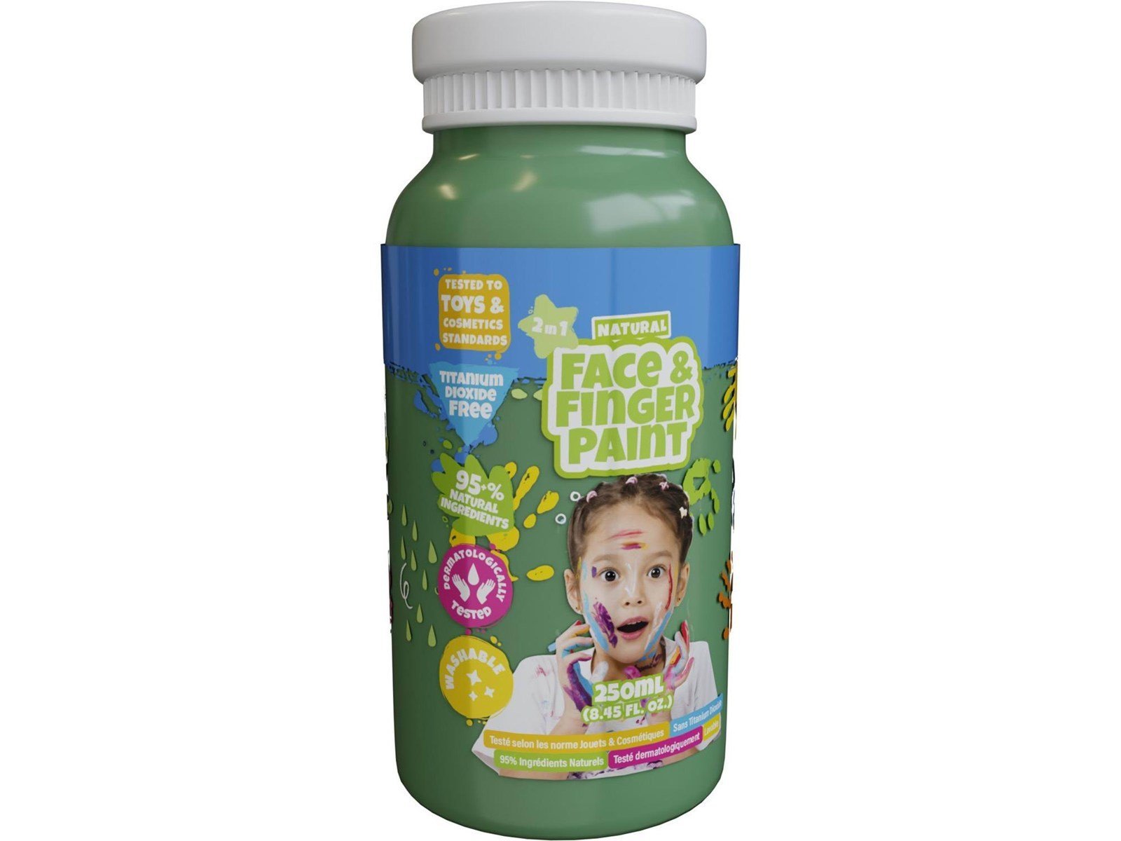 Boti Natural Face & Fingerpaint Bottle - Green 250ml Boti Natural Face & Fingerpaint Bottle - Green 250ml
